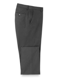 Cotton Stretch Twill Flat Front Pants - Charcoal