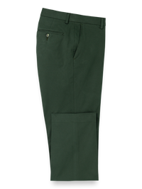 Cotton Stretch Twill Flat Front Pants - Dark Green