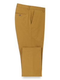Cotton Stretch Twill Flat Front Pants - Dark Gold