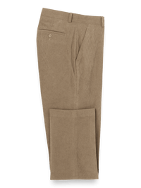Corduroy Flat Front Pants - Taupe