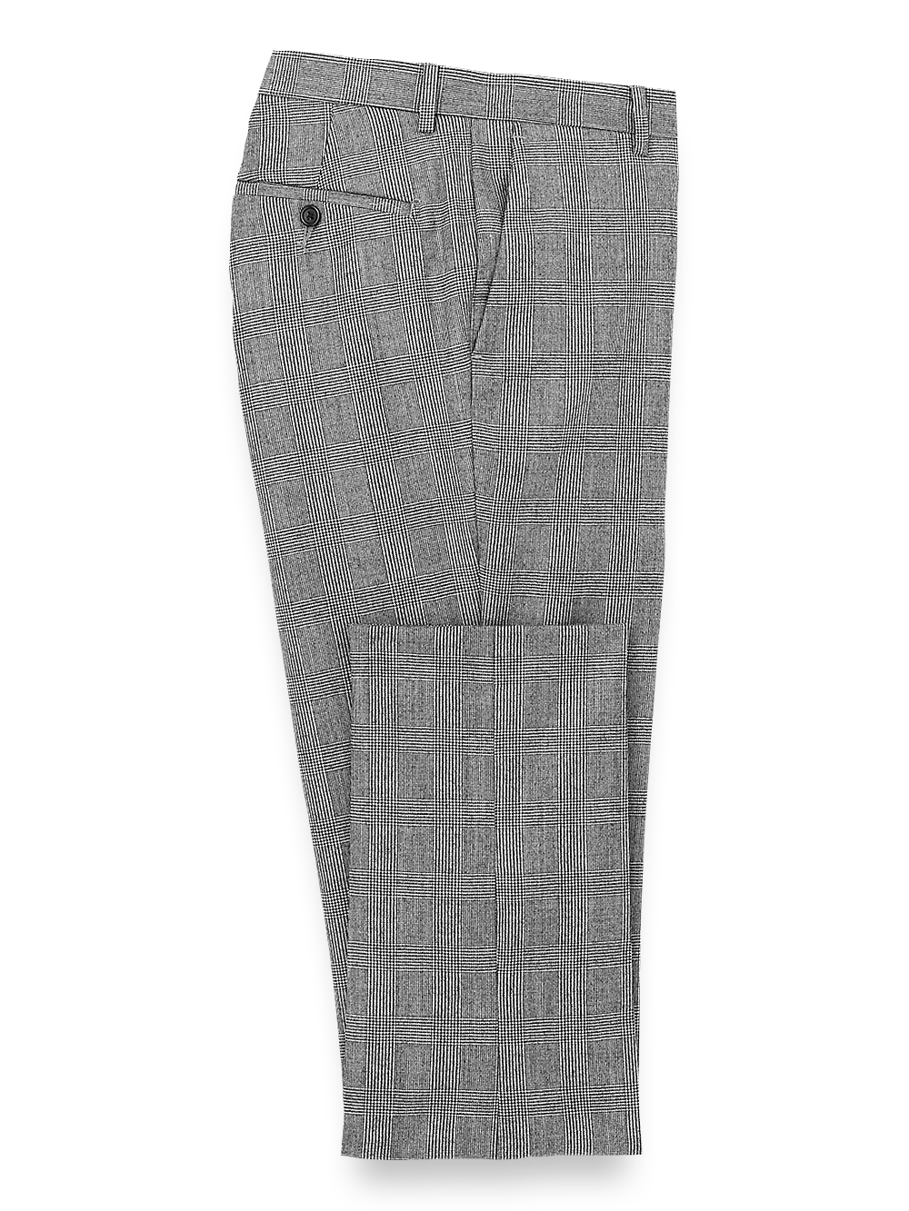 Product Image of Wool Flannel Plaid Flat Front Pants-Black#model_flat front