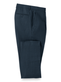Linen Single Pleat Pants - Blue