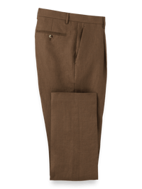 Linen Single Pleat Pants - Light Brown