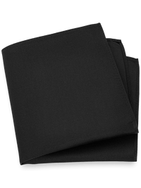 Solid Twill Silk Pocket Square - Black