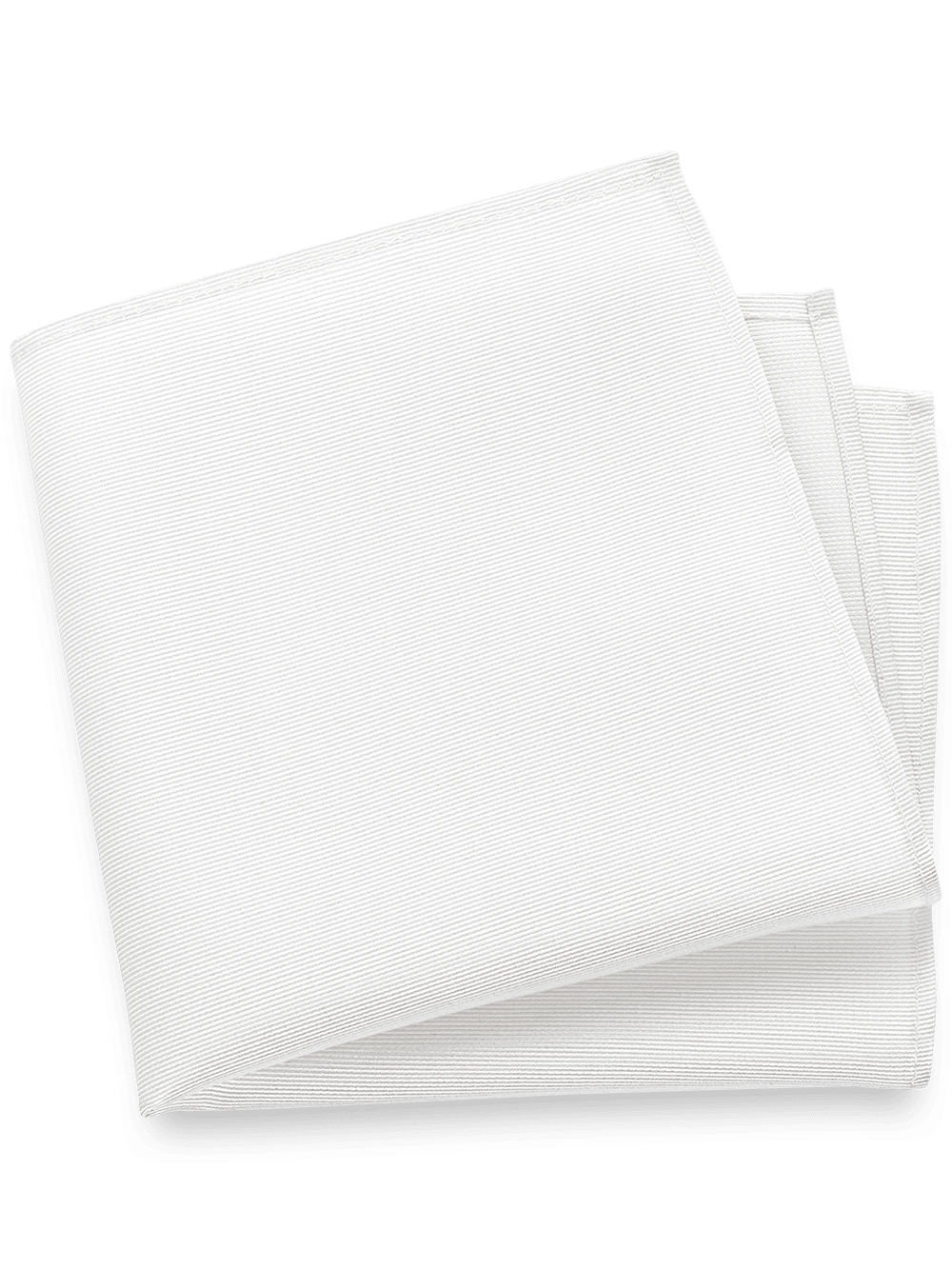 Product Image of Solid Twill Silk Pocket Square-White