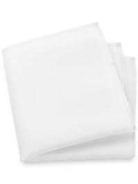 Solid Twill Silk Pocket Square - White