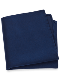 Solid Twill Silk Pocket Square - Navy