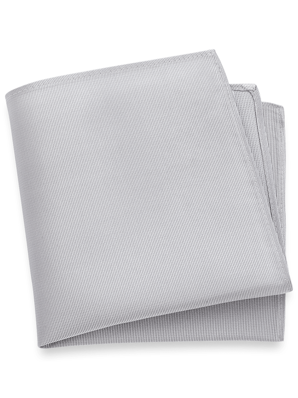 Product Image of Solid Twill Silk Pocket Square-Silver