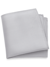 Solid Twill Silk Pocket Square - Silver
