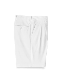Cotton Stretch Twill Pleated Shorts - White