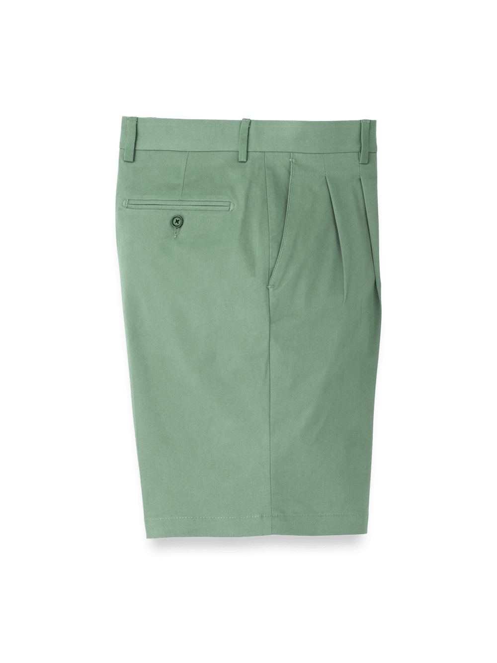 Product Image of Cotton Stretch Twill Pleated Shorts-Moss#model_pleated front