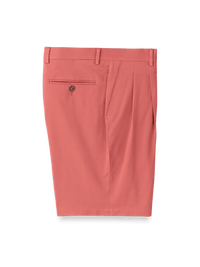 Cotton Stretch Twill Pleated Shorts - Rose