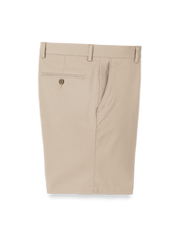 Cotton Stretch Twill Flat Front Shorts - Khaki