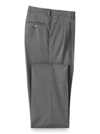 Tropical Weight Wool Pleated Pants - Grey