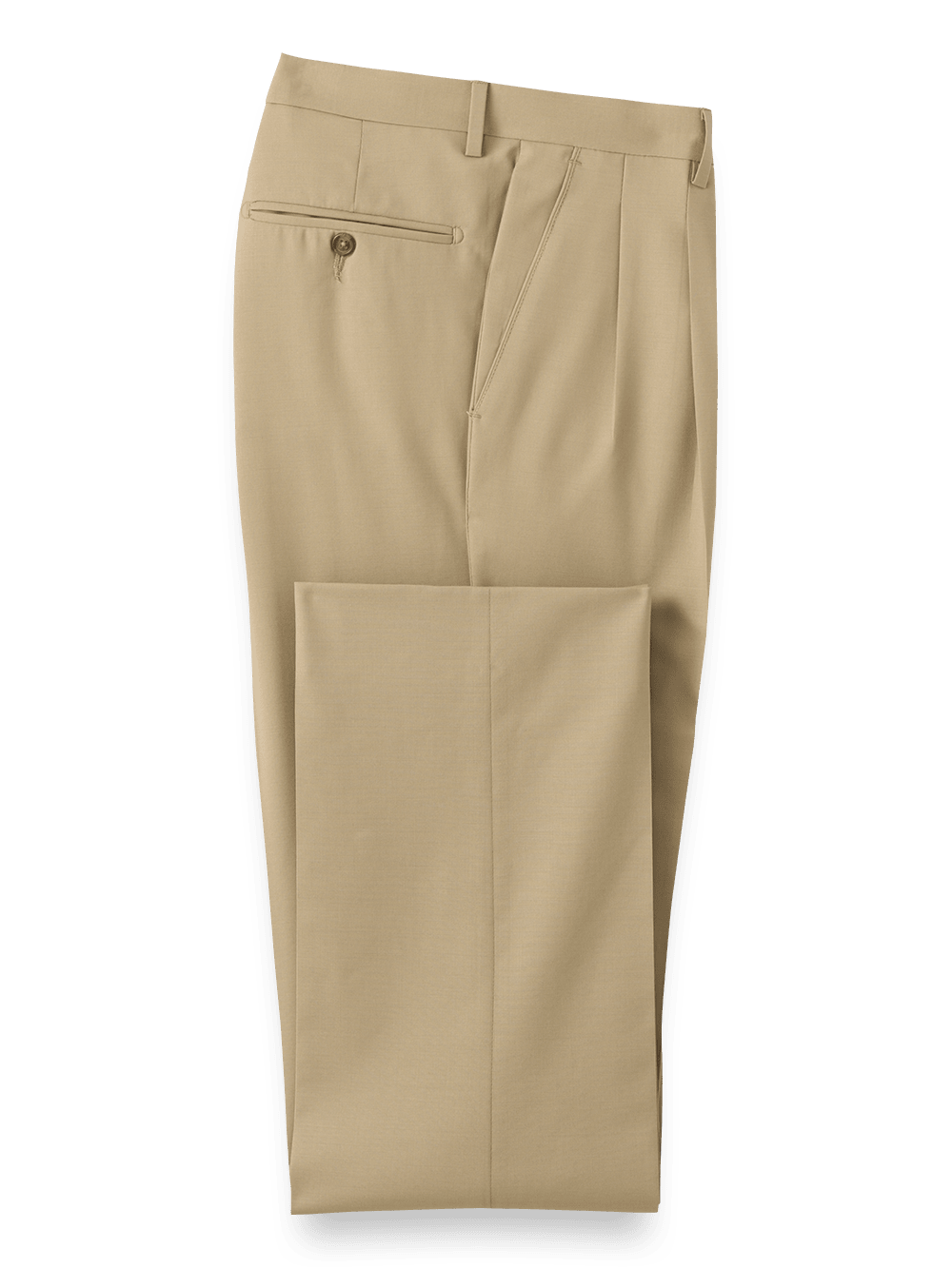 Product Image of Tropical Weight Wool Pleated Pants-Tan#model_pleated front