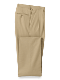 Tropical Weight Wool Pleated Pants - Tan