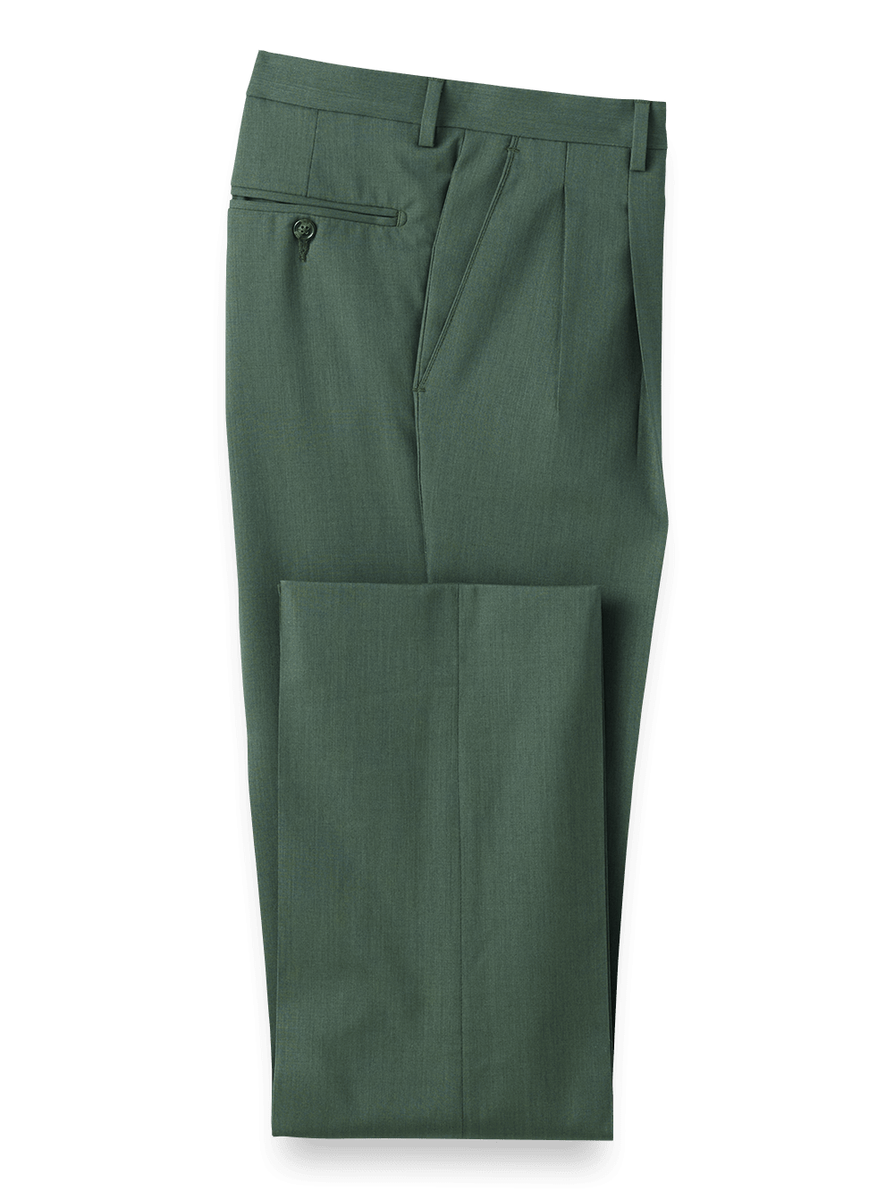 Product Image of Tropical Weight Wool Pleated Pants-Green#model_pleated front