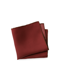 Houndstooth Silk Pocket Square - Burgundy