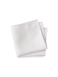 Houndstooth Silk Pocket Square - Ivory/silver