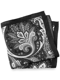 Paisley Silk Pocket Square - Black