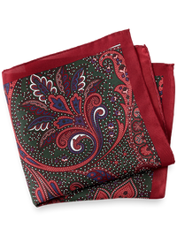 Paisley Silk Pocket Square - Red Multi