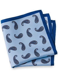 Paisley Silk Pocket Square - Blue