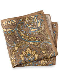 Paisley Silk Pocket Square - Tan