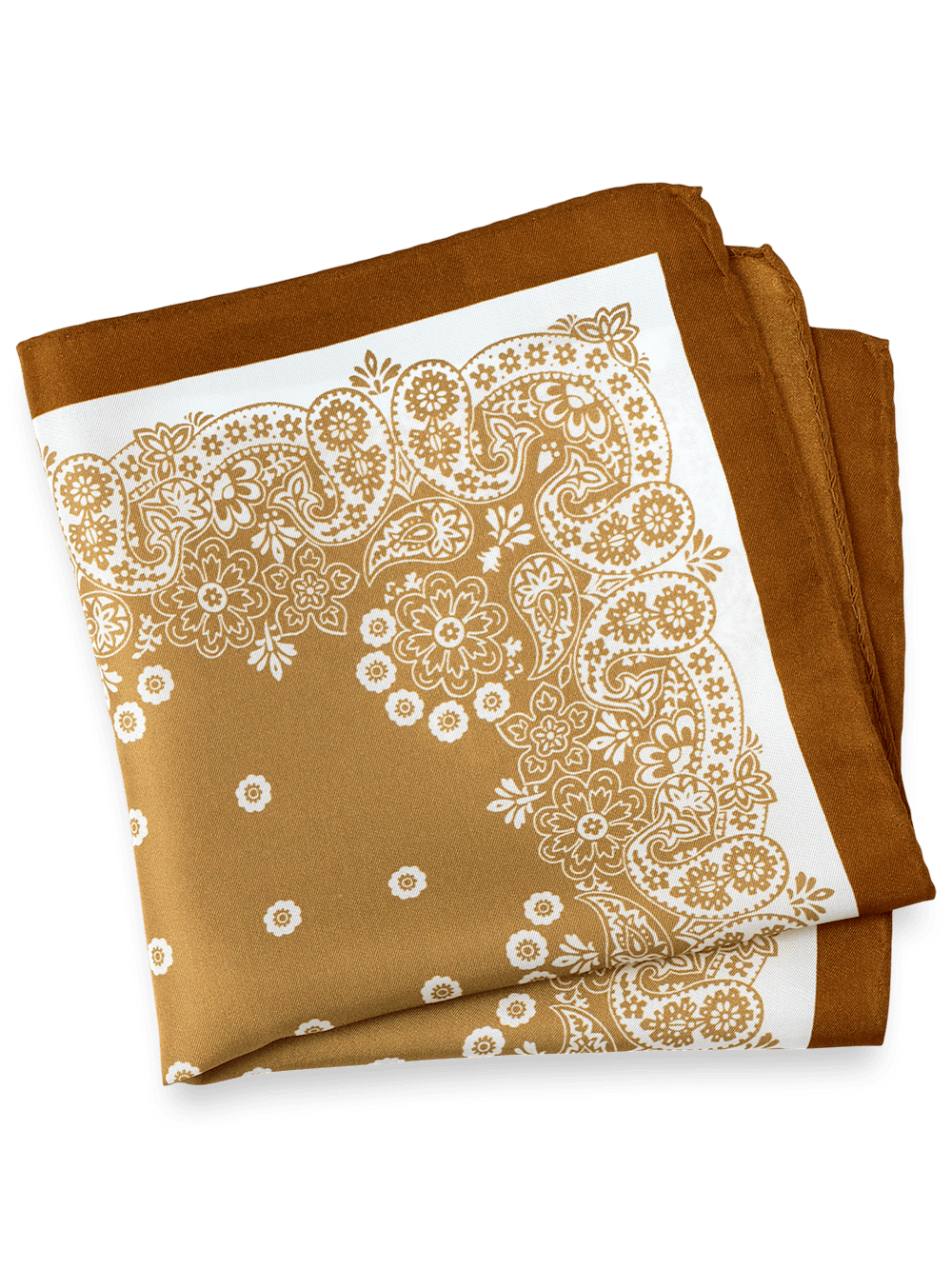 Product Image of Floral Silk Pocket Square-Brown