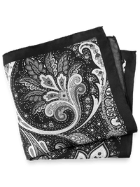 Paisley Silk Pocket Square - Black