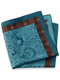 Paisley Silk Pocket Square - Teal
