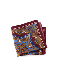 Medallion Silk Pocket Square - Burgundy Multi