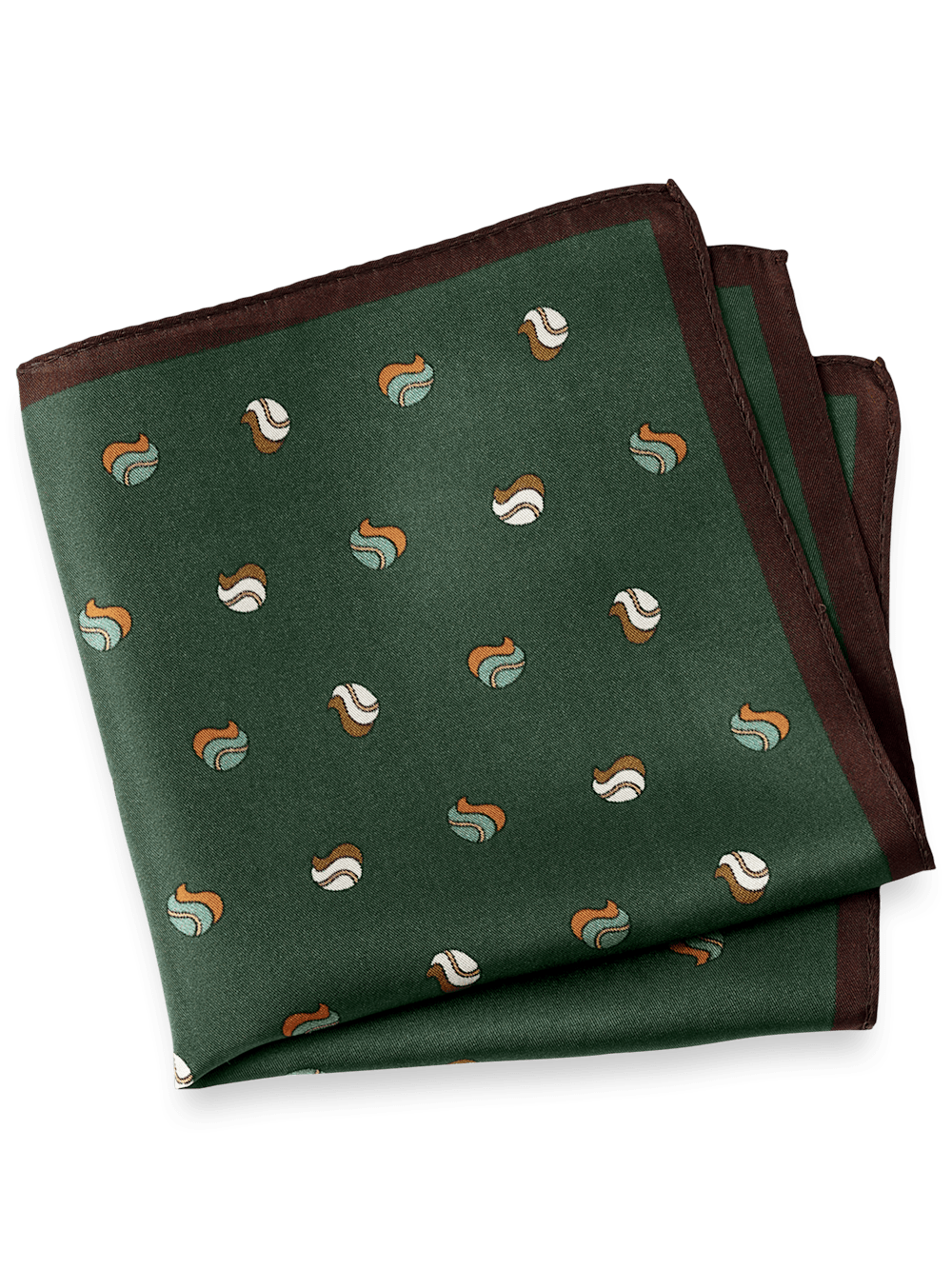Product Image of Geometric Silk Pocket Square-Green