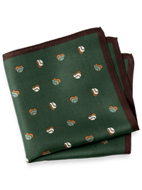 Geometric Silk Pocket Square - Green