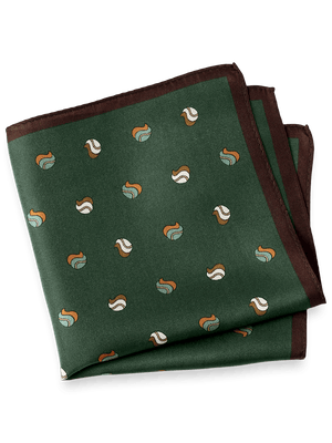 Geometric Silk Pocket Square - Green