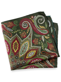 Paisley Silk Pocket Square - Green Multi