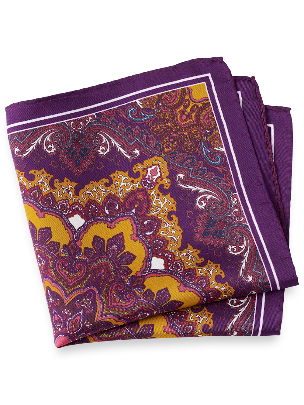Product Image of Medallion Silk Pocket Square-Purple Multi
