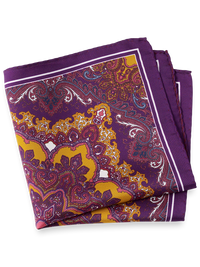 Medallion Silk Pocket Square - Purple Multi