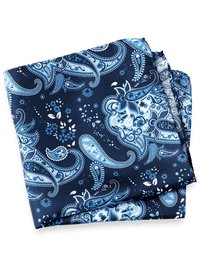 Paisley Silk Pocket Square - Blue