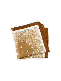 Floral Silk Pocket Square - Brown