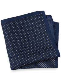 Dot Silk Pocket Square - Navy