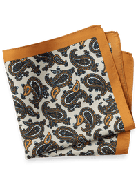 Paisley Silk Pocket Square - Tan Multi