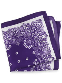 Floral Silk Pocket Square - Purple