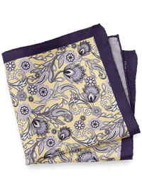 Paisley Silk Pocket Square - Yellow/purple