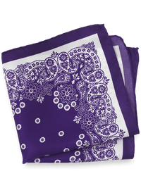 Medallion Silk Pocket Square - Purple