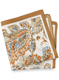 Floral Silk Pocket Square - Tan Multi