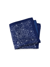 Floral Silk Pocket Square - Blue