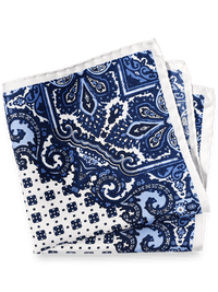 Medallion Silk Pocket Square - Blue/white