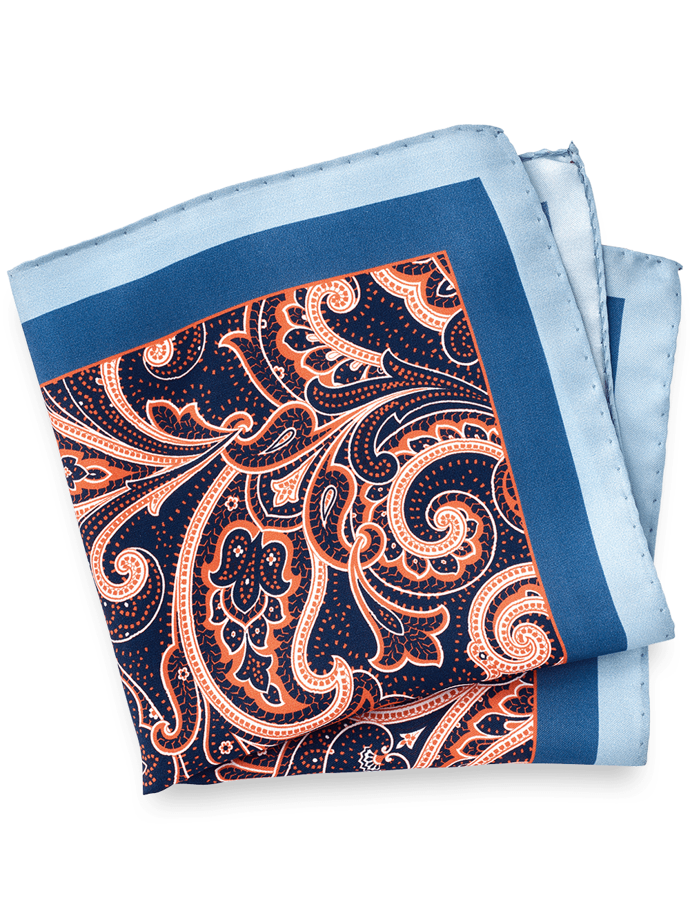 Product Image of Paisley Silk Pocket Square-Blue/Orange