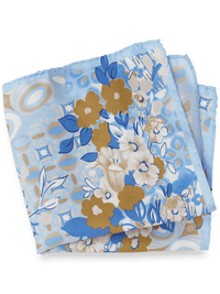 Floral Silk Pocket Square - Blue/gold