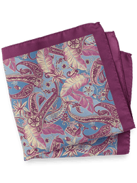 Paisley Silk Pocket Square - Blue/berry